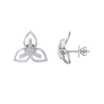 Load image into Gallery viewer, Flower shaped stud earrings in yellow gold with white diamonds of 0.24 ct in weight
