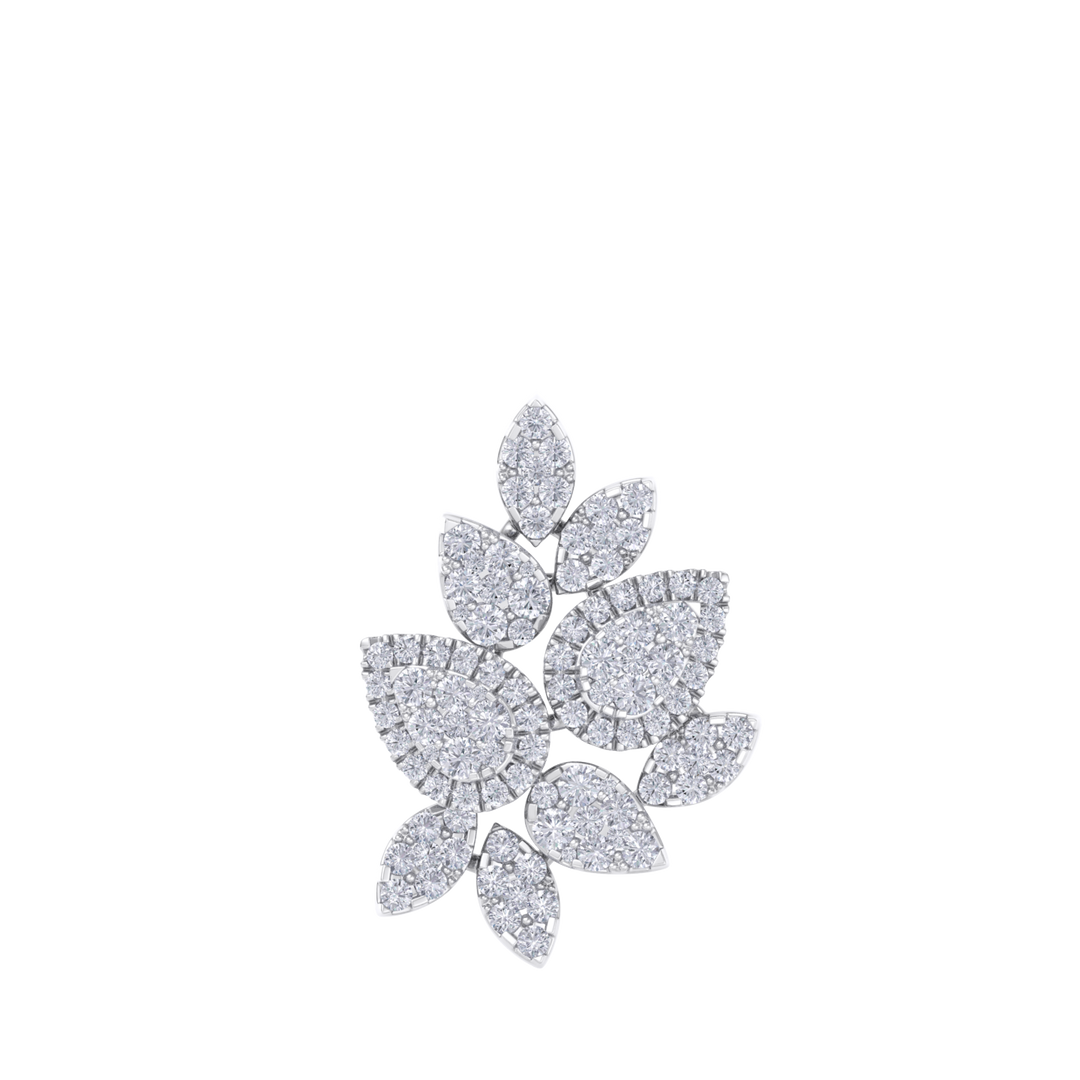 Diamond leaf pendant in white gold with white diamonds of 2.31 ct in weight