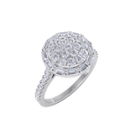 Load image into Gallery viewer, Round cluster ring in yellow gold with white diamonds of 0.92 ct in weight