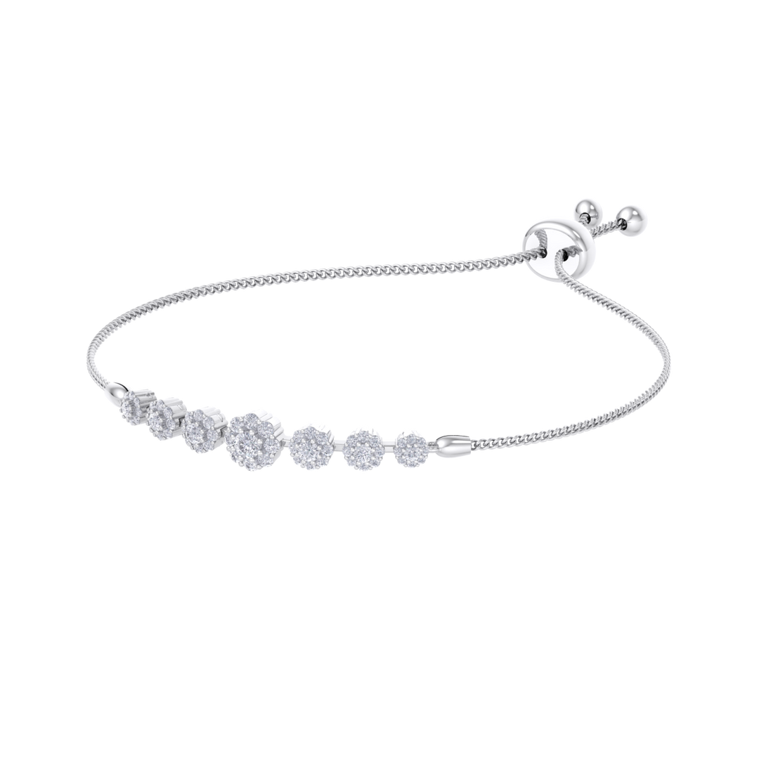 Diamond bolo bracelet in rose gold with white diamonds of 0.86 ct in weight