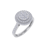 Load image into Gallery viewer, Round cluster diamond ring in white gold with white diamonds of 0.63 ct in weight