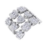 Load image into Gallery viewer, Triple band hearts ring in rose gold with white diamonds of 3.24 ct in weight