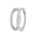 Load image into Gallery viewer, Diamond eternity hoop earrings in yellow gold with white diamonds of 2.92 ct in weight