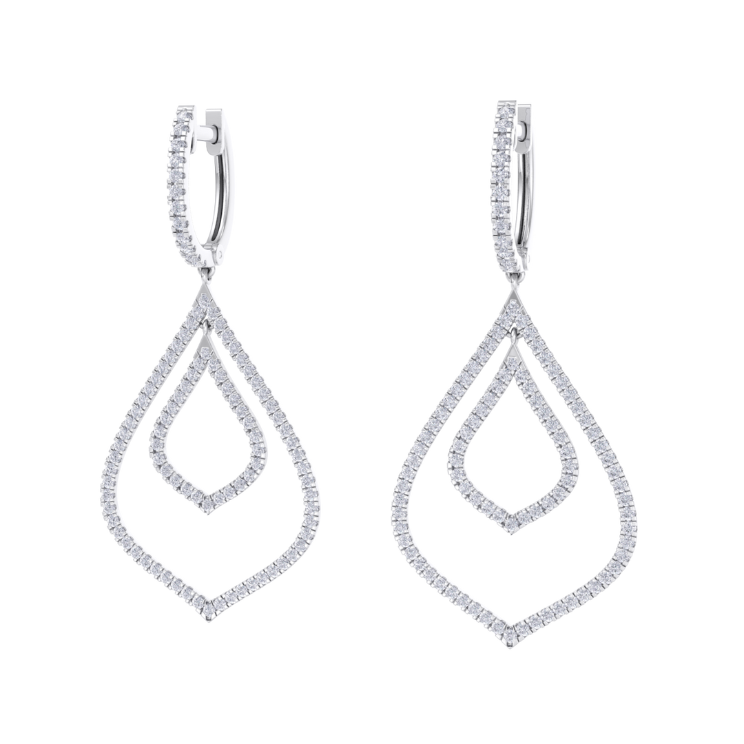 Chandelier earrings in rose gold with white diamonds of 1.79 ct in weight