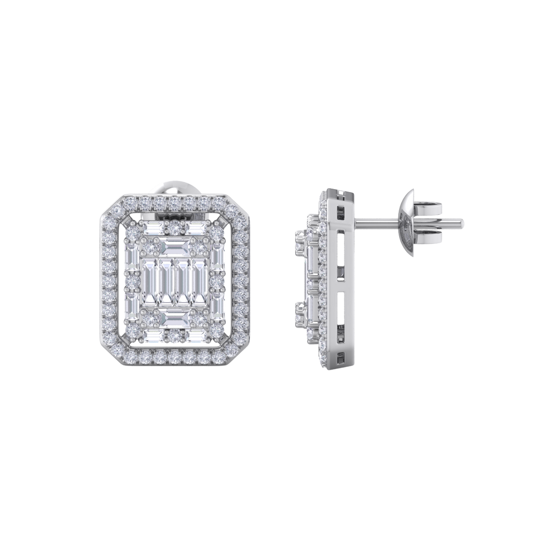 Beautiful Stud Earrings in white gold with white diamonds of 1.78 in weight