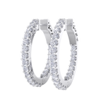 Load image into Gallery viewer, Diamond eternity hoop earrings in white gold with white diamonds of 1.50 ct in weight