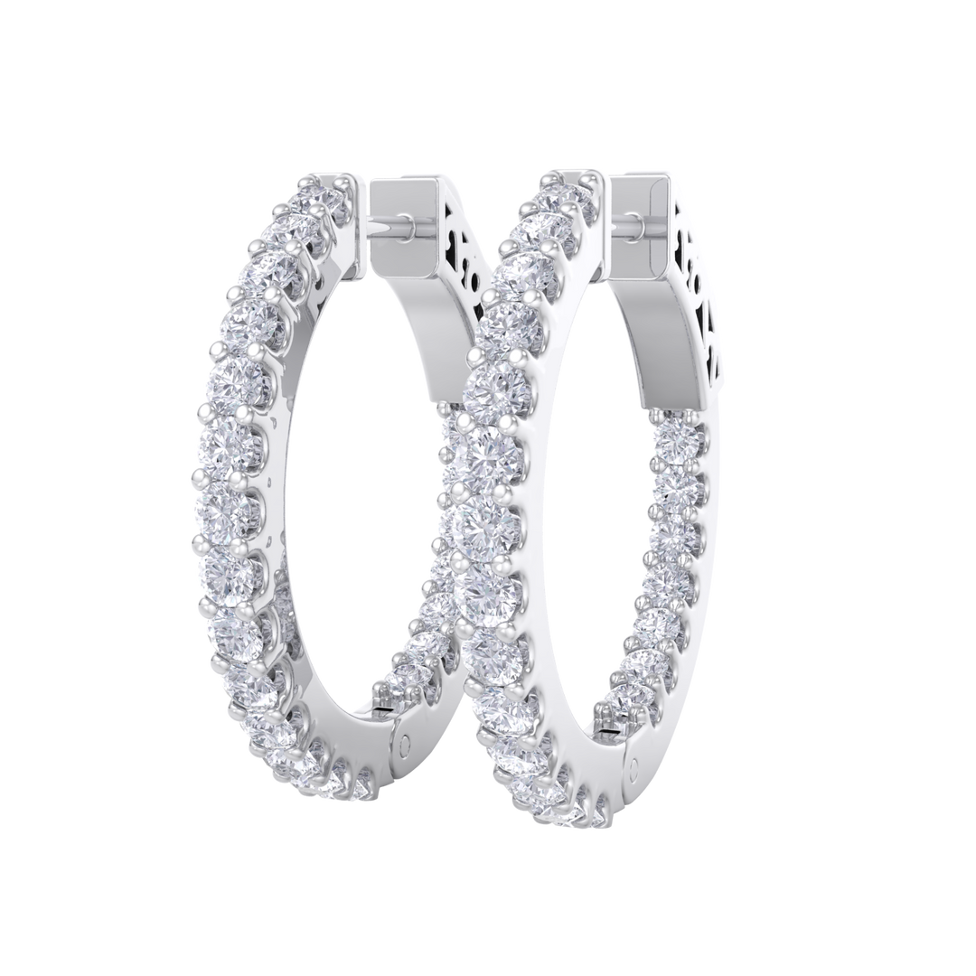 Diamond eternity hoop earrings in yellow gold with white diamonds of 1.50 ct in weight