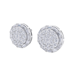 Load image into Gallery viewer, Round stud earrings in white gold with white diamonds of 1.38 ct in weight