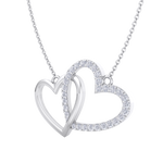 Load image into Gallery viewer, Cute hearts necklace in white gold with white diamonds of 0.61 ct in weight