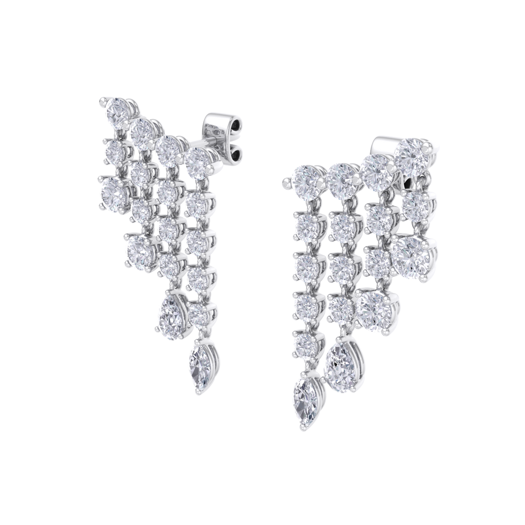 Climber dangle earrings in rose gold with white diamonds of 3.01 ct in weight