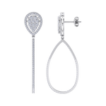 Load image into Gallery viewer, Dangle hoop earrings in white gold with white diamonds of 1.11 ct in weight