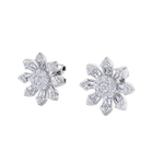 Load image into Gallery viewer, Small flower stud earrings in yellow gold with white diamonds of 0.59 ct in weight