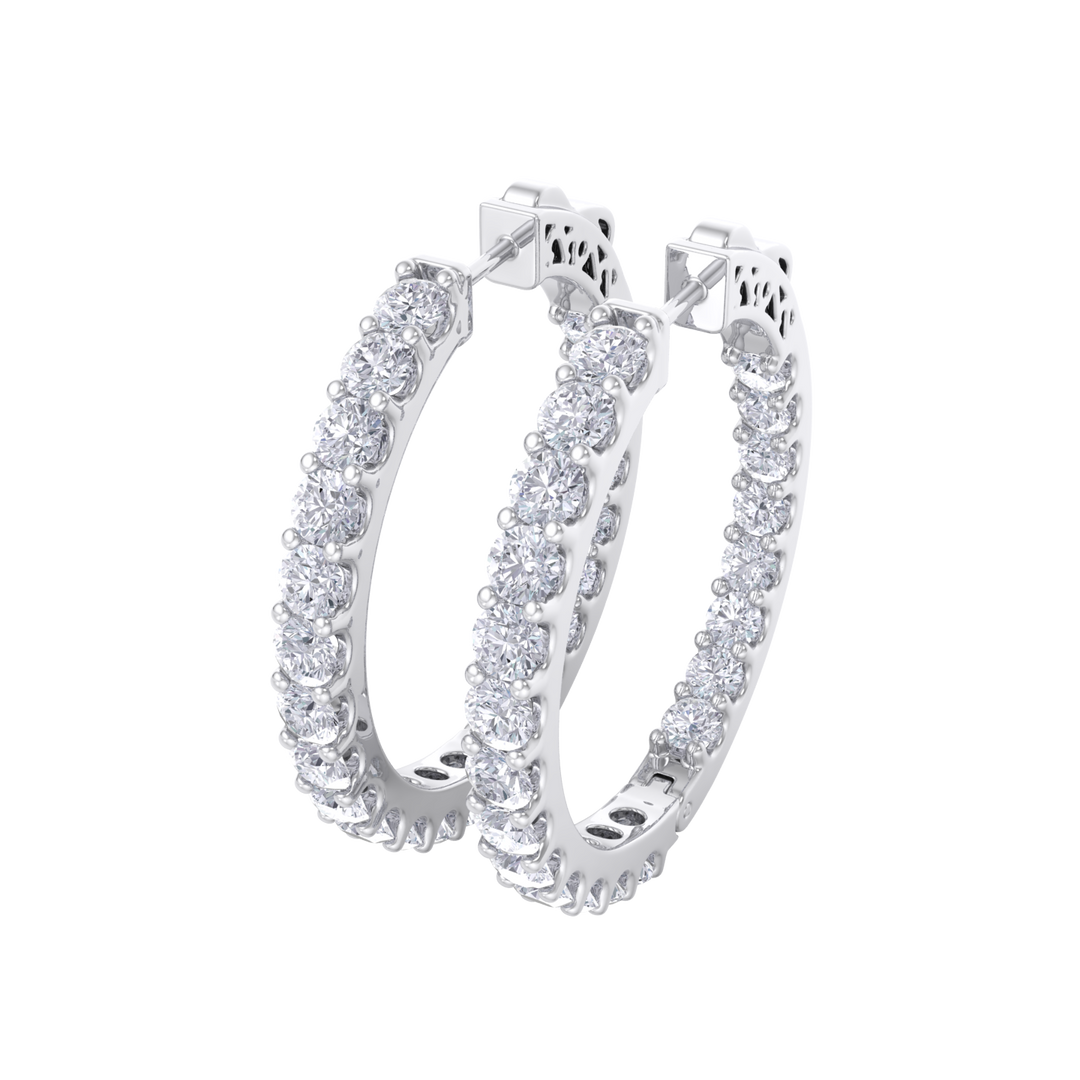 Diamond eternity hoop earrings in white gold with white diamonds of 4.82 ct in weight