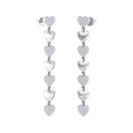 Load image into Gallery viewer, Dangle earrings with gold hearts in rose gold with white diamonds of 1.01 ct in weight