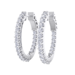 Load image into Gallery viewer, Diamond eternity hoop earrings in white gold with white diamonds of 1.00 ct in weight
