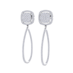 Load image into Gallery viewer, Dangle hoop earrings in white gold with white diamonds of 1.30 ct in weight