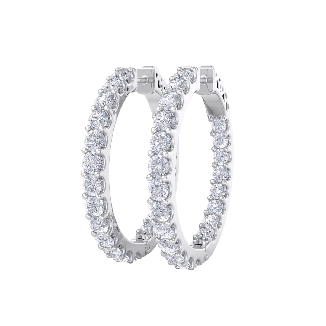 Diamond eternity hoop earrings in white gold with white diamonds of 4.00 ct in weight