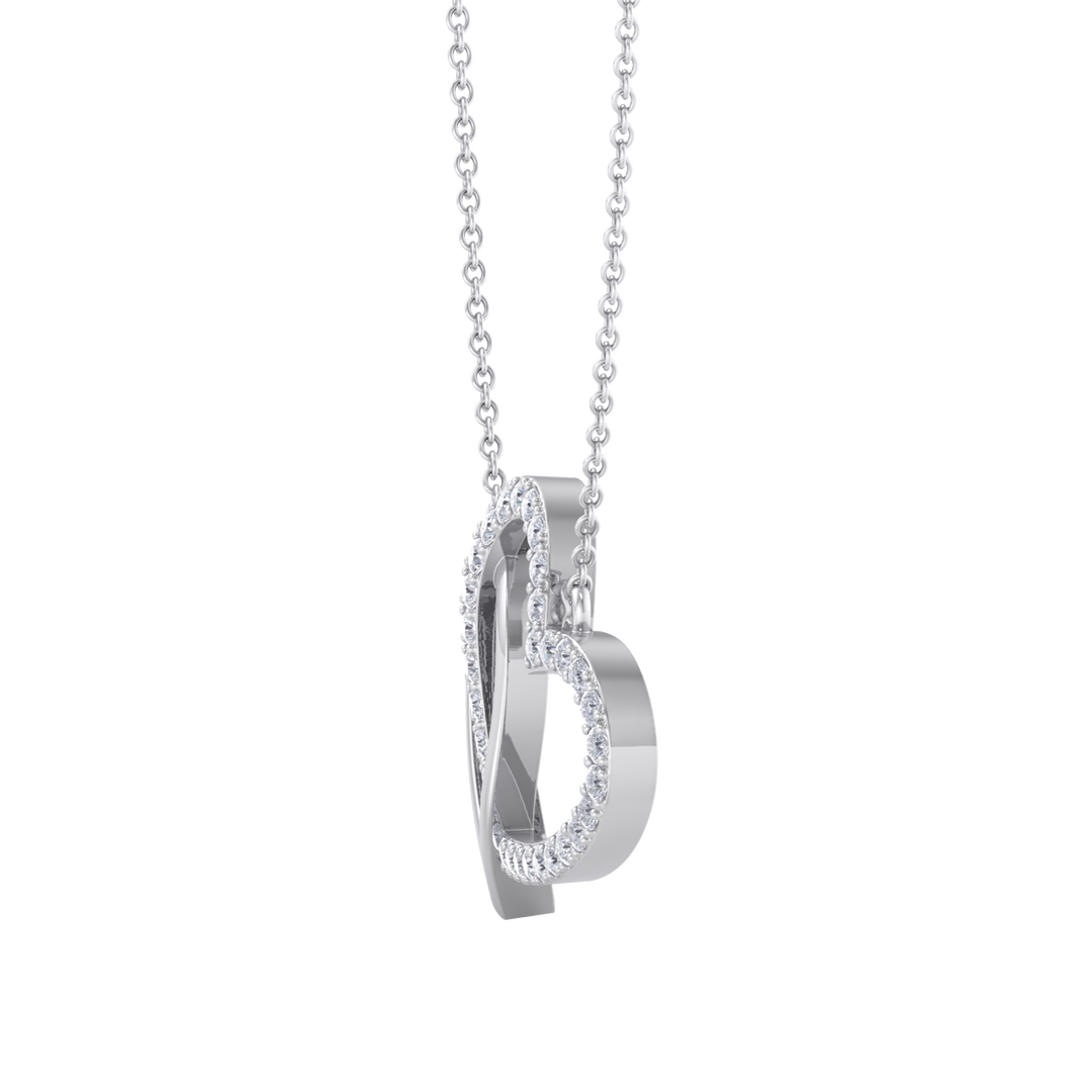 Cute hearts necklace in white gold with white diamonds of 0.61 ct in weight