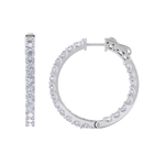 Load image into Gallery viewer, Diamond eternity hoop earrings in yellow gold with white diamonds of 4.00 ct in weight