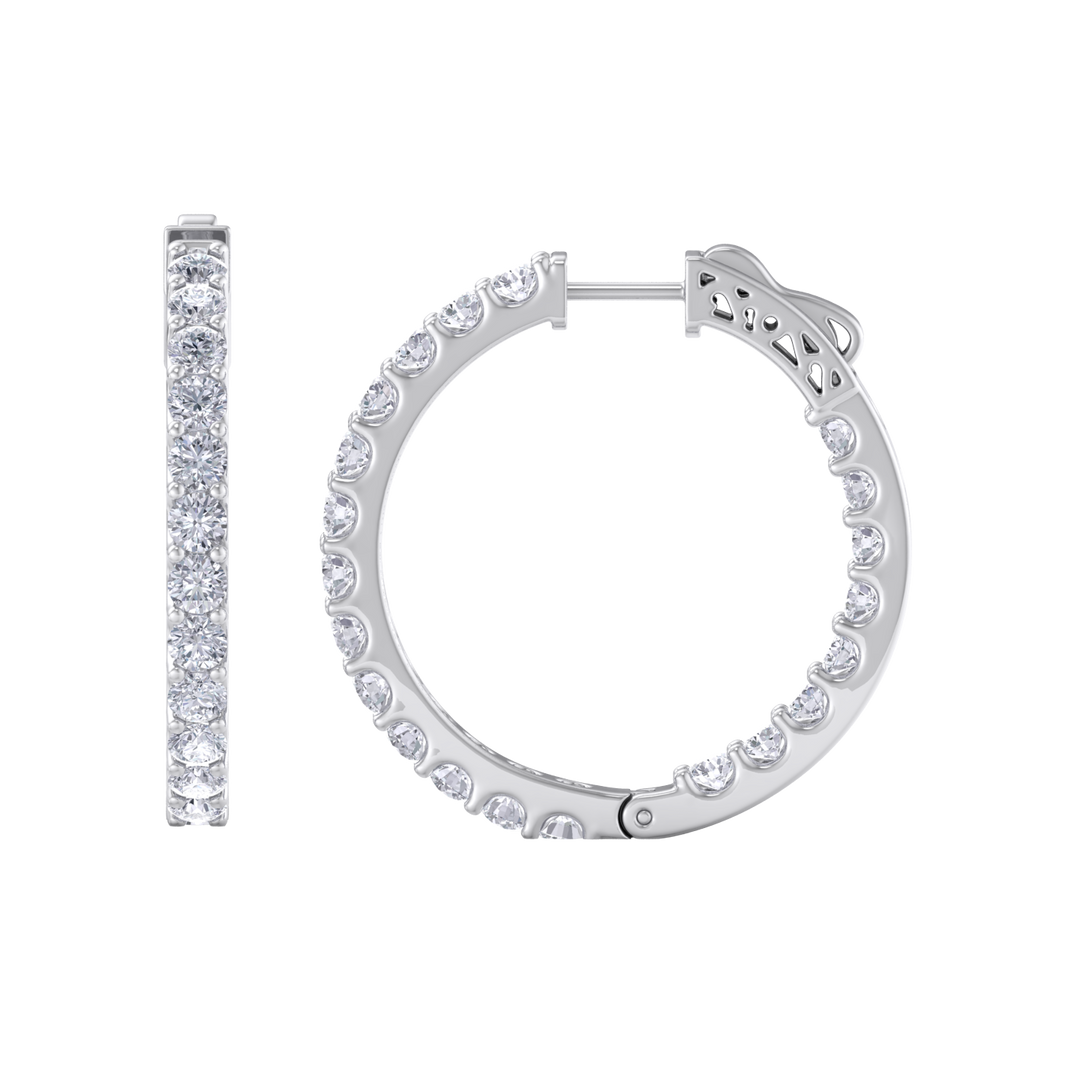 Diamond eternity hoop earrings in yellow gold with white diamonds of 4.00 ct in weight