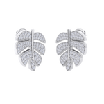 Load image into Gallery viewer, Leaf shaped earrings in yellow gold with white diamonds of 0.65 ct in weight