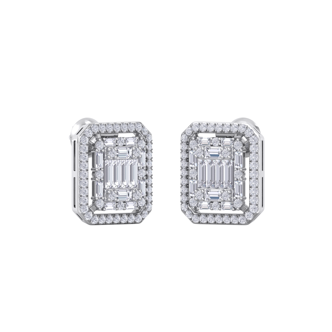 Beautiful Stud Earrings in white gold with white diamonds of 1.78 in weight