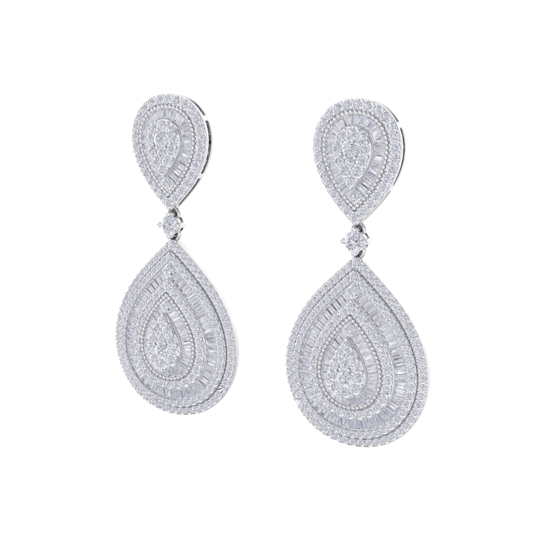 Diamond chandelier earrings in rose gold with white diamonds of 8.15 ct in weight
