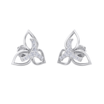 Load image into Gallery viewer, Flower shaped stud earrings in yellow gold with white diamonds of 0.24 ct in weight