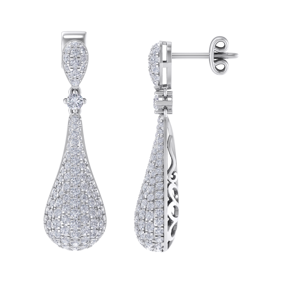 Diamond chandelier earrings in white gold with white diamonds of 1.73 ct in weight