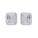 Load image into Gallery viewer, Square earrings in rose gold with baguette white diamonds of 0.78 ct in weight