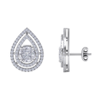 Load image into Gallery viewer, Pear shaped stud earrings in white gold with white diamonds of 1.03 ct in weight