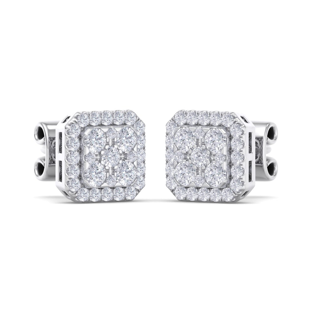 Classic Square stud earrings in rose gold with white diamonds of 0.51 ct in weight