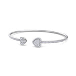 Load image into Gallery viewer, Hearts cuff bracelet in yellow gold with white diamonds of 0.56 ct in weight