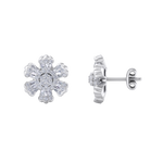 Load image into Gallery viewer, Flower stud earrings in rose gold with white diamonds of 0.78 ct in weight