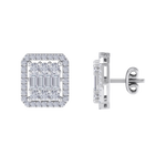 Load image into Gallery viewer, Square earrings in rose gold with baguette white diamonds of 0.89 ct in weight