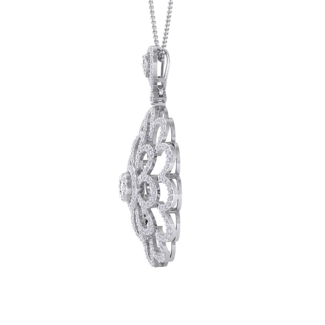 Flower Pendant in white gold with white diamonds of 2.38 ct in weight