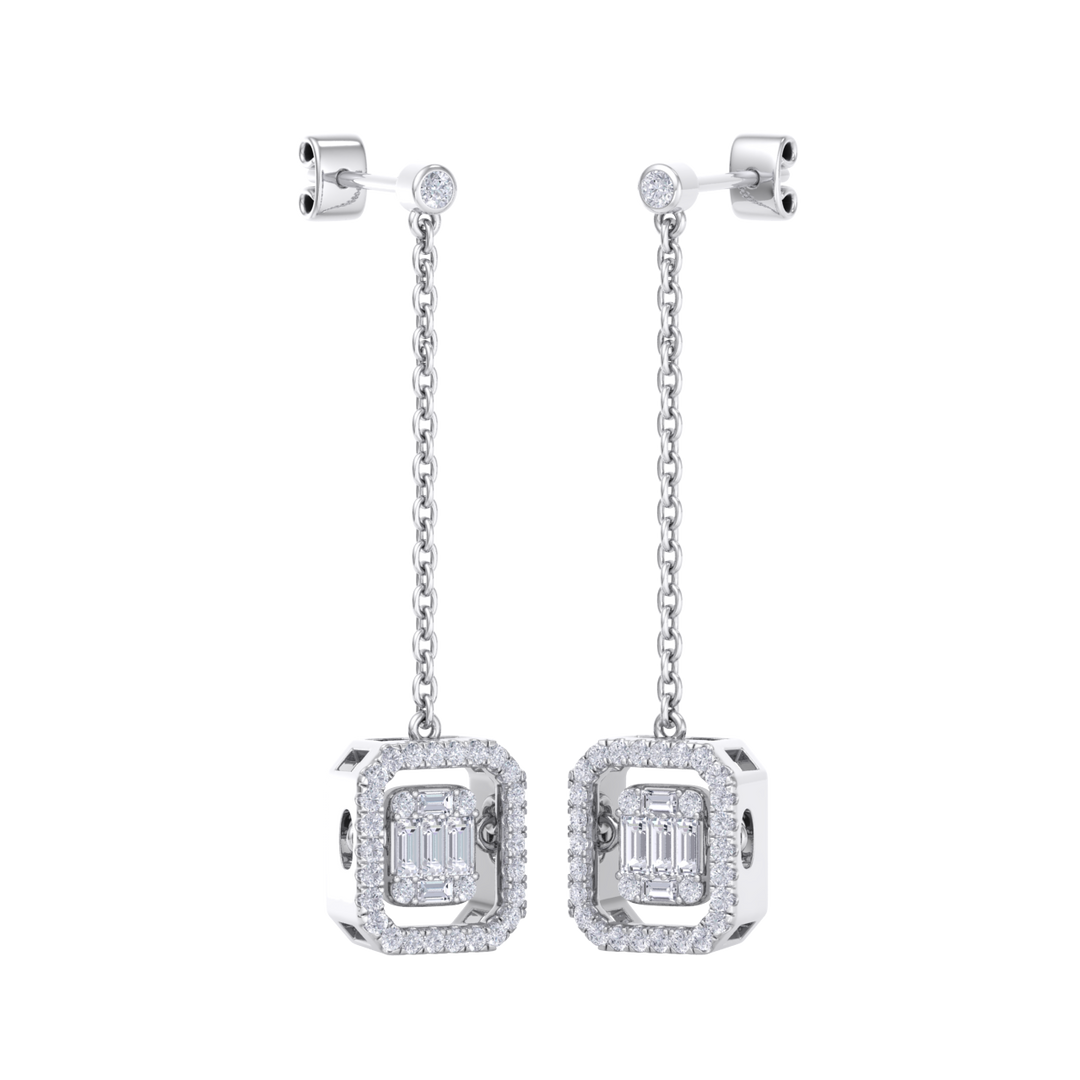 Diamond drop earrings in rose gold with white diamonds of 0.69 ct in weight