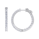 Load image into Gallery viewer, Diamond eternity hoop earrings in white gold with white diamonds of 2.92 ct in weight