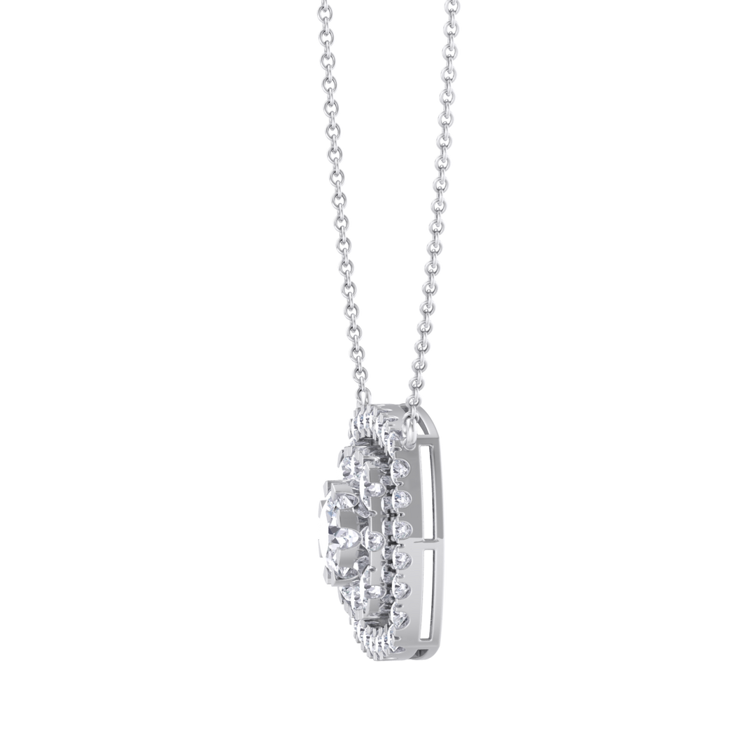Classic square necklace in white gold with white diamonds of 2.78 ct in weight