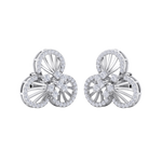 Load image into Gallery viewer, Flower shaped stud earrings in yellow gold with white diamonds of 0.84 ct in weight