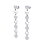 Load image into Gallery viewer, Dangle earrings with gold hearts in white gold with white diamonds of 1.01 ct in weight
