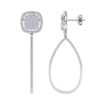 Load image into Gallery viewer, Dangle hoop earrings in white gold with white diamonds of 1.30 ct in weight