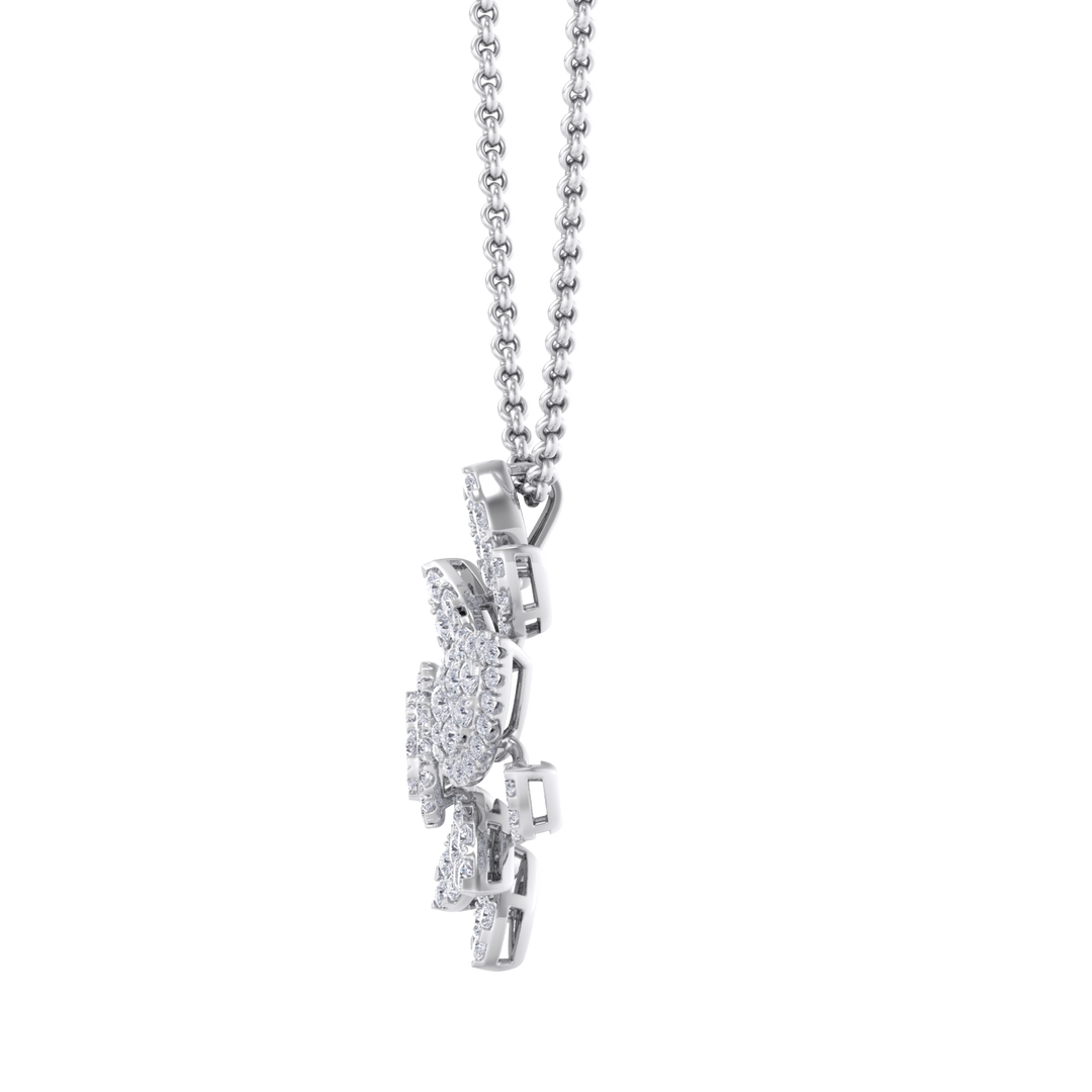 Diamond leaf pendant in white gold with white diamonds of 2.31 ct in weight
