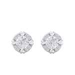 Load image into Gallery viewer, Halo earrings with miracle plate in yellow gold with white diamonds of 0.20 ct in weight