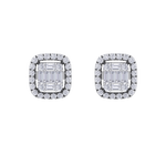 Load image into Gallery viewer, Halo square stud earrings in rose gold with white diamonds of 0.41 ct in weight