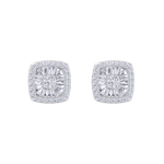 Load image into Gallery viewer, Square halo earrings in yellow gold with white diamonds of 0.60 ct in weight