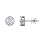 Load image into Gallery viewer, Halo earrings with miracle plate in white gold with white diamonds of 0.20 ct in weight