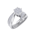 Load image into Gallery viewer, Cluster solitaire ring in white gold with white diamonds of 0.57 ct in weight