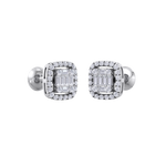 Load image into Gallery viewer, Halo square stud earrings in white gold with white diamonds of 0.41 ct in weight