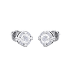 Load image into Gallery viewer, Halo earrings with miracle plate in white gold with white diamonds of 0.20 ct in weight